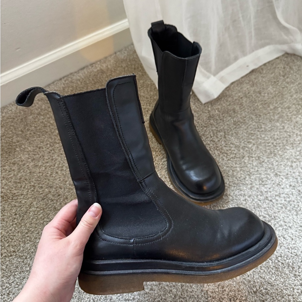 Black Leather Chelsea Boots